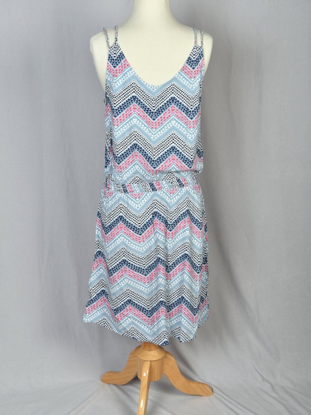 Gap Women's Dress Blue Chevron Sleeveless Boho Hippie Chic Mini Dress Size M